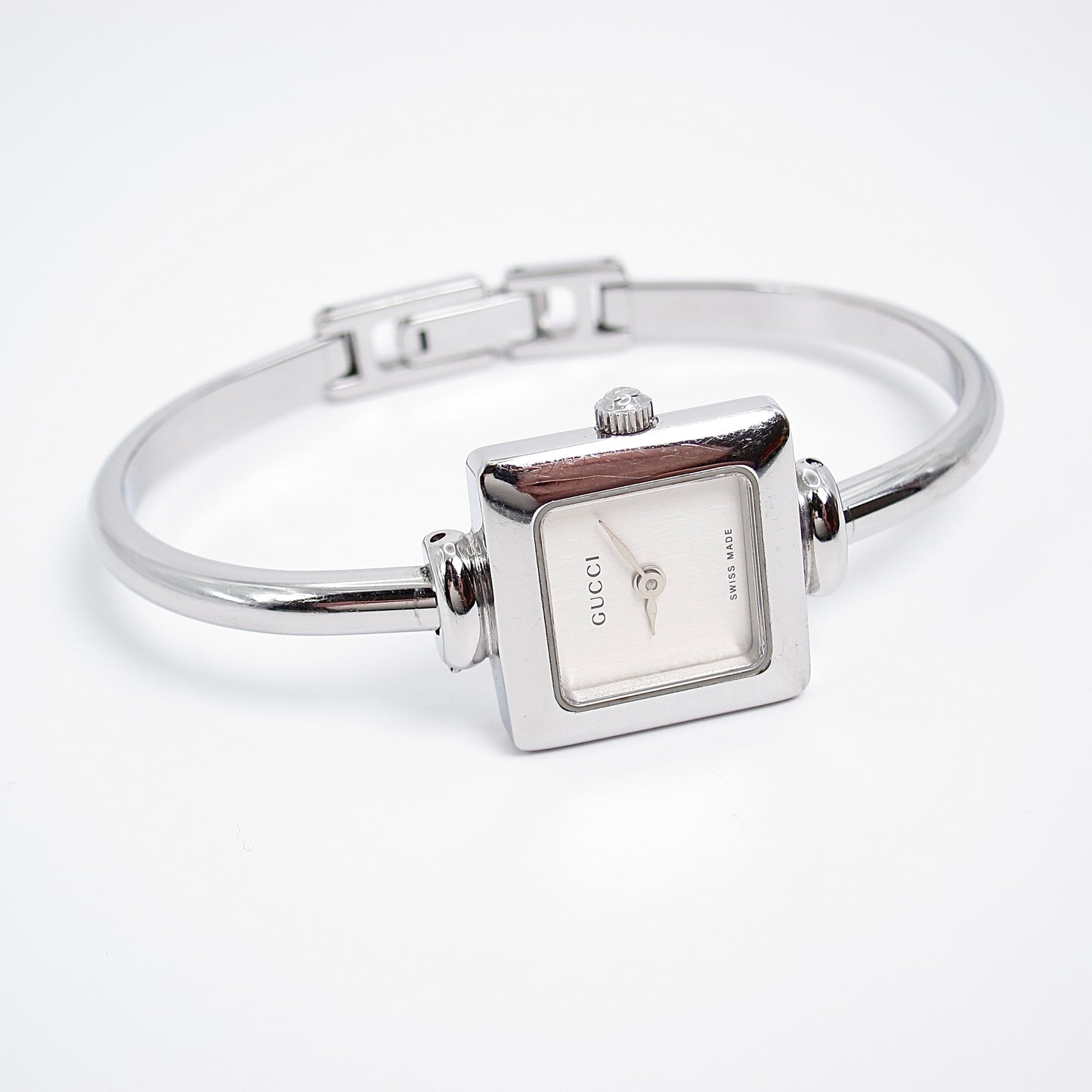 Gucci Vintage Square Face Silver Bangle Watch
