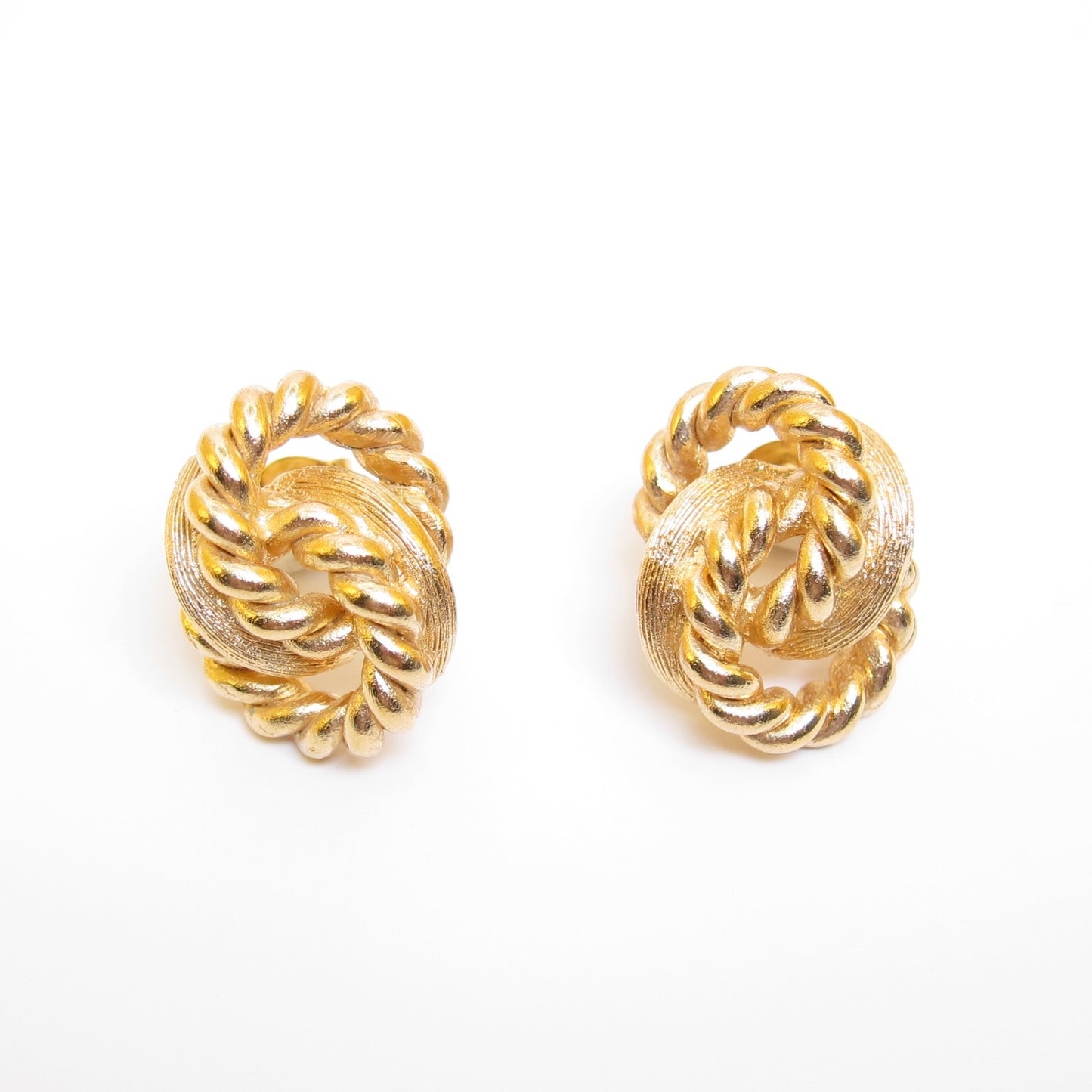Christian Dior Vintage Twist Rope Golden Earrings