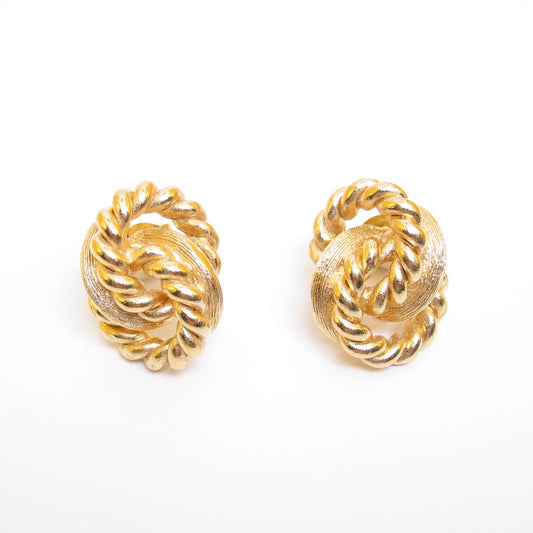 Christian Dior Vintage Twist Rope Golden Earrings