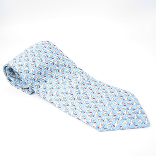 Hermes Vintage Rooster Pattern Silk Tie
