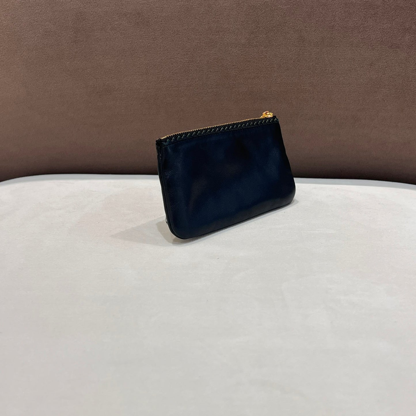 Loewe Vintage Black Nappa Leather Anagram Coin Pouch Key Case
