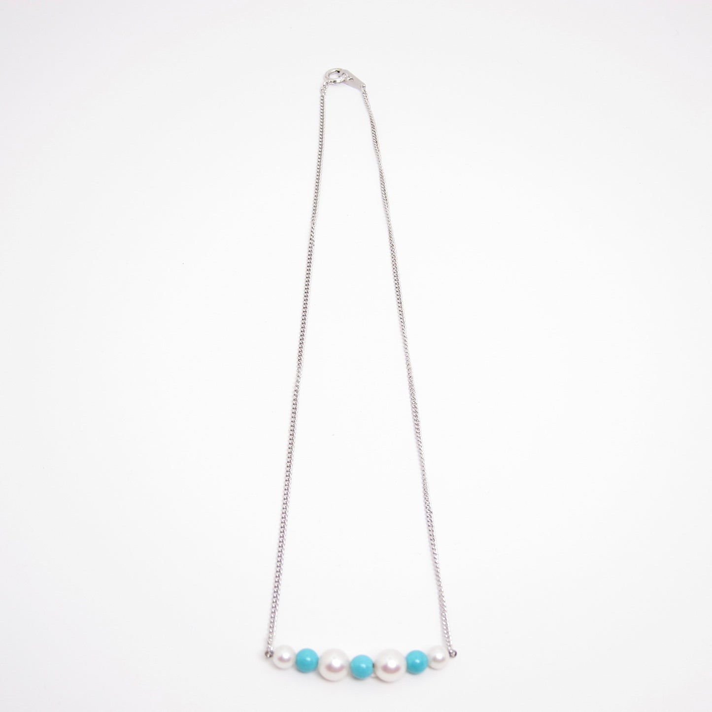 Mikimoto Vintage Akoya Pearl and Turquoise Silver Necklace