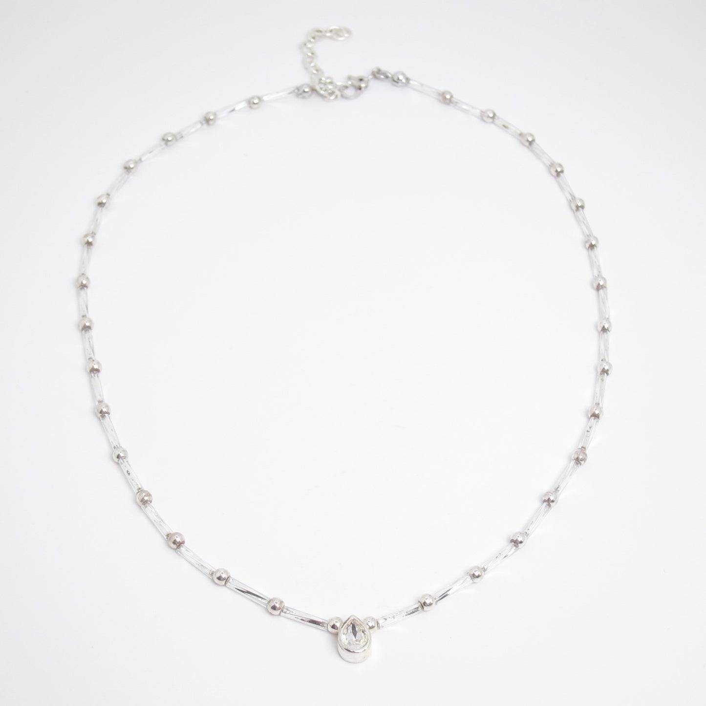 Monet Vintage Station Bead Silver Necklace