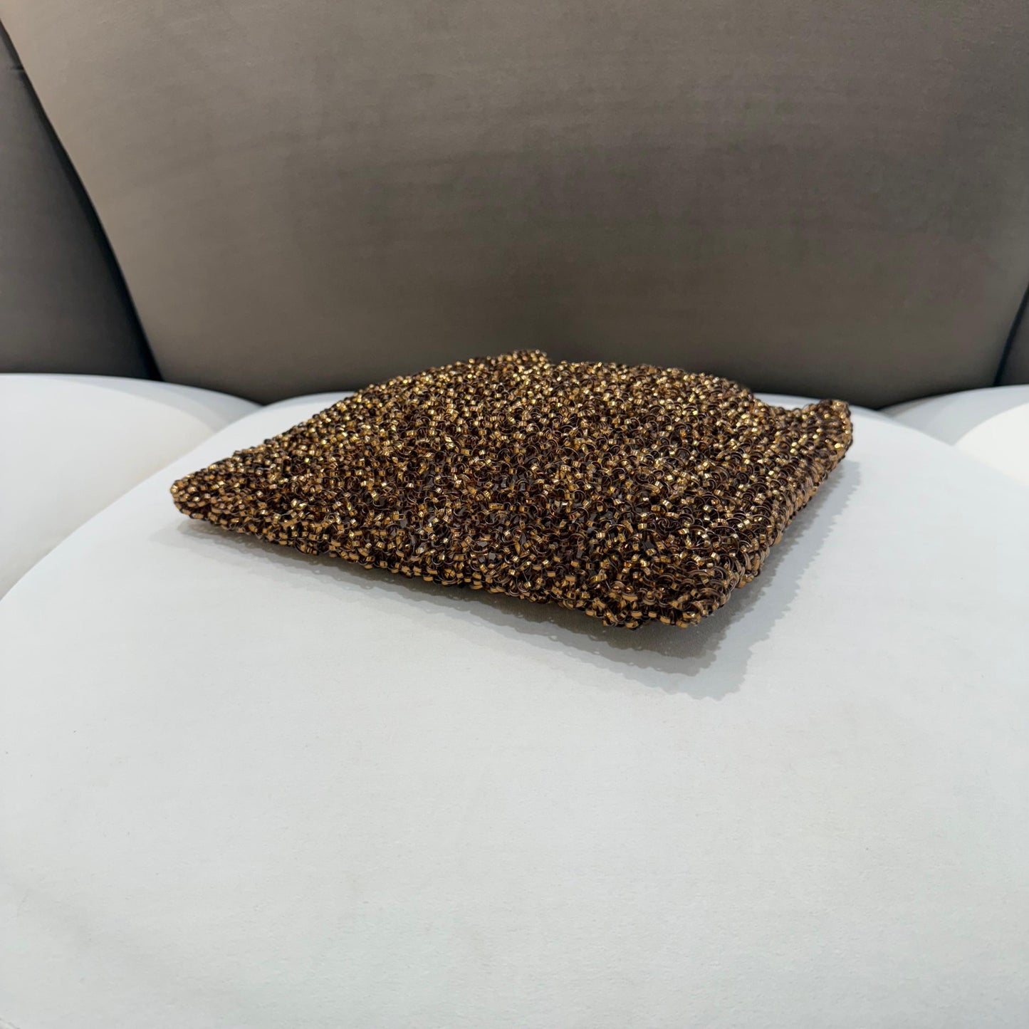 Anteprima 復古青銅色金屬絲針織豎款手提包