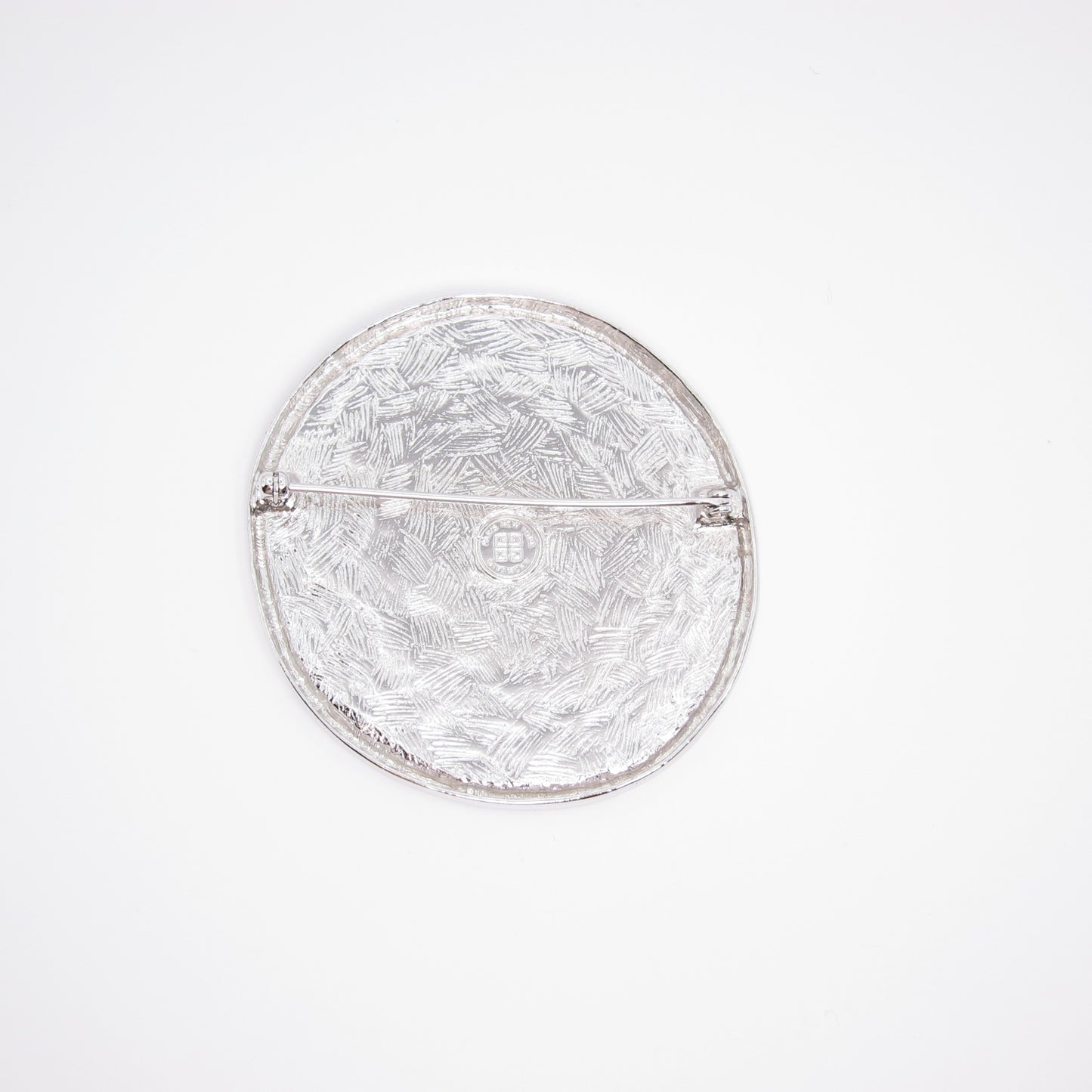 Givenchy Vintage Round White and Black Silver Brooch