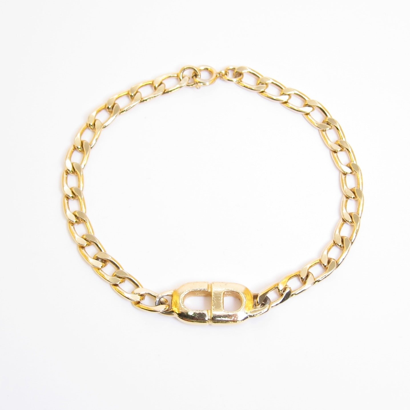 Christian Dior Vintage CD Logo Golden Chain Bracelet
