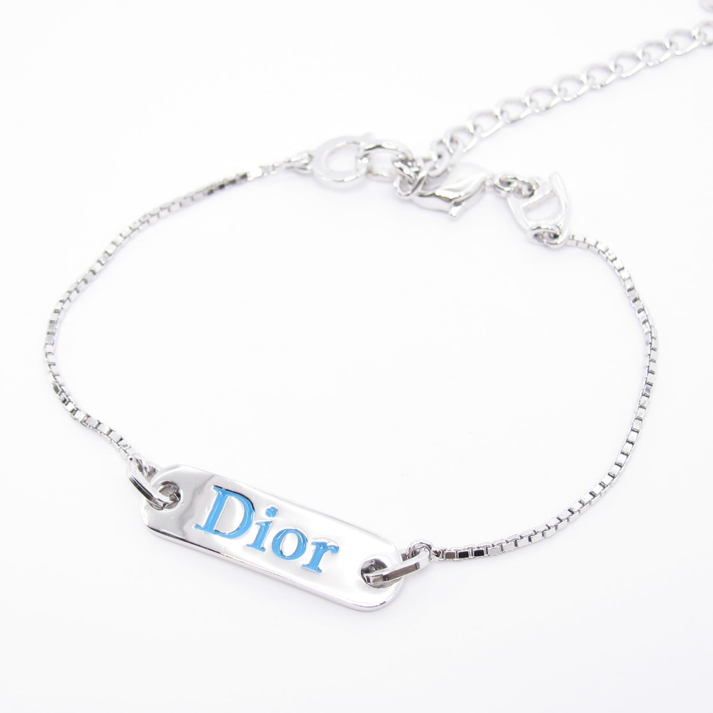 Christian Dior Vintage Dior Logo Plate Silver Bracelet