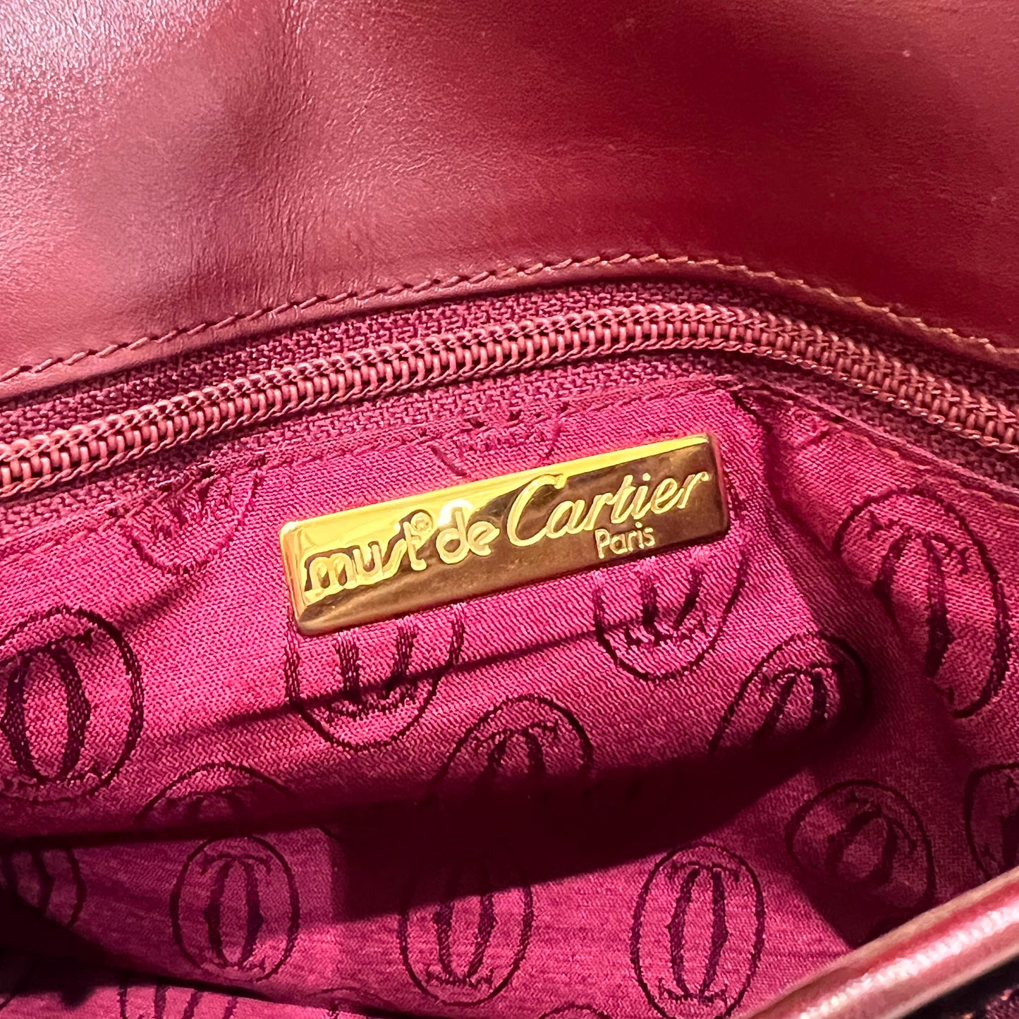 Cartier Vintage Bordeaux Leather Shoulder Bag