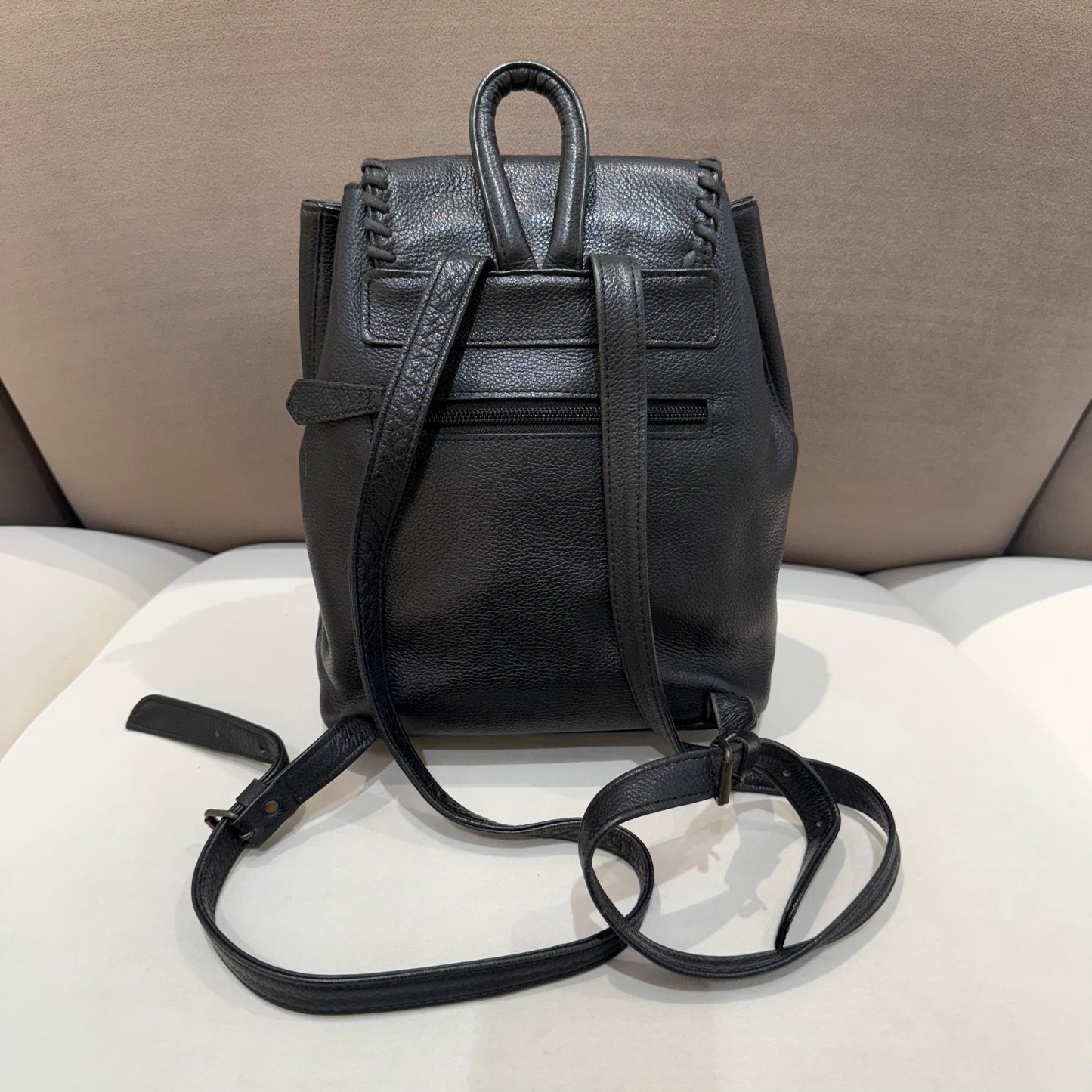Yves Saint Laurent Vintage Black Leather Drawstring Backpack