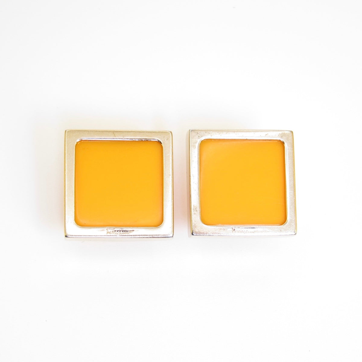 Ferragamo Orange Square Clip-On Earrings