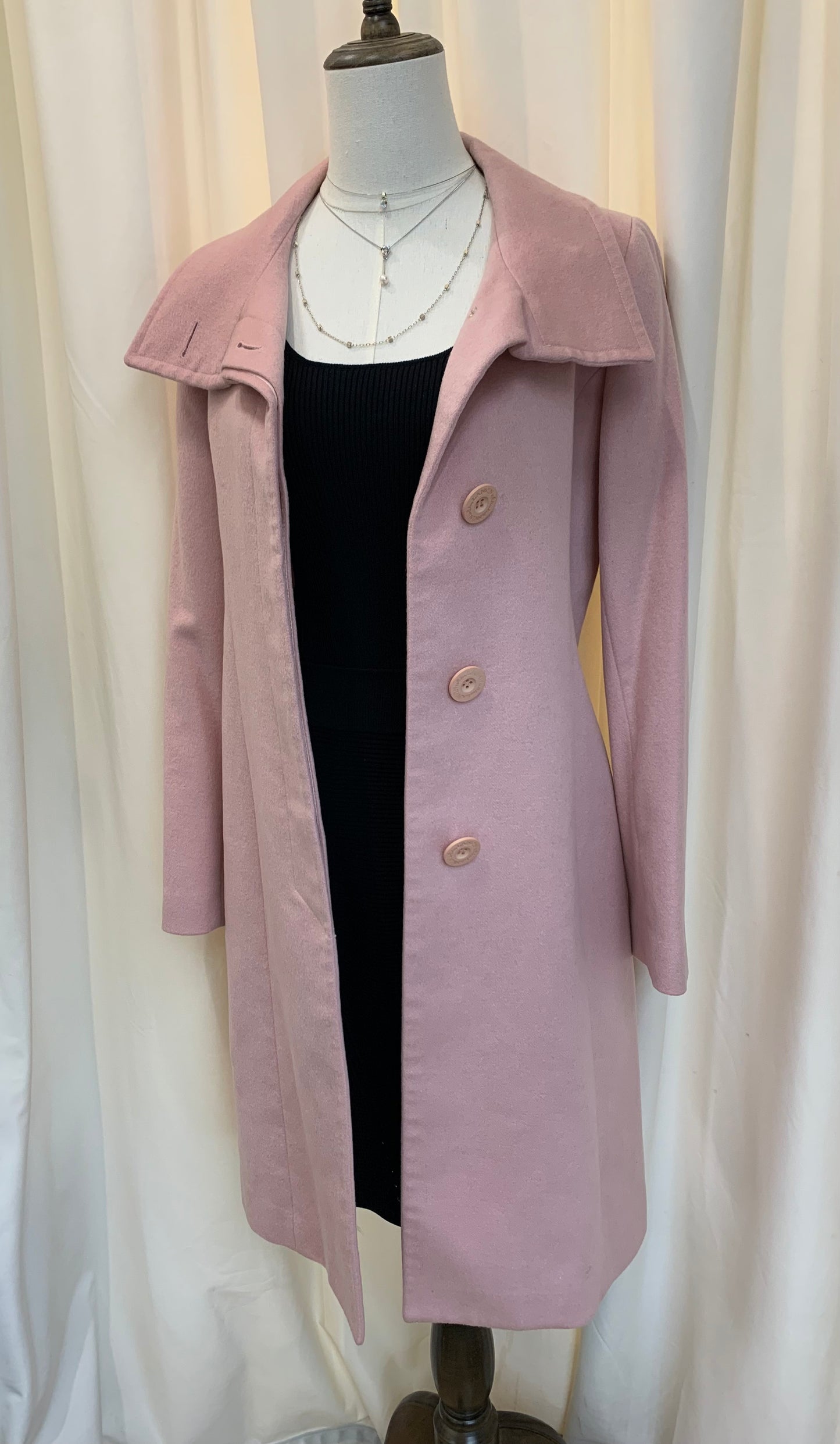 Lanvin En Bleu Dusty Pink Asymmetric Collar Coat Size 36