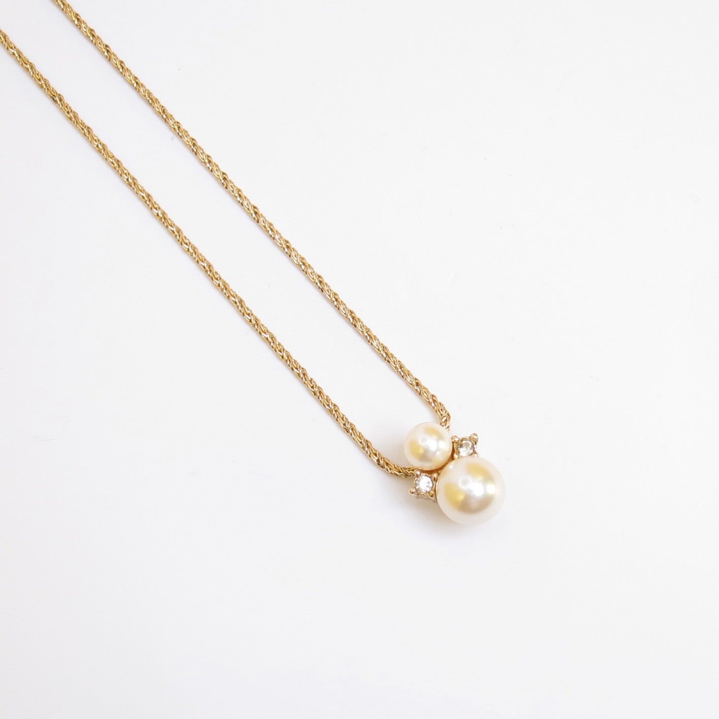 Christian Dior Vintage Pearl and Rhinestone Golden Necklace