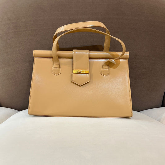 Yves Saint Laurent Vintage Beige Structured Leather Handbag
