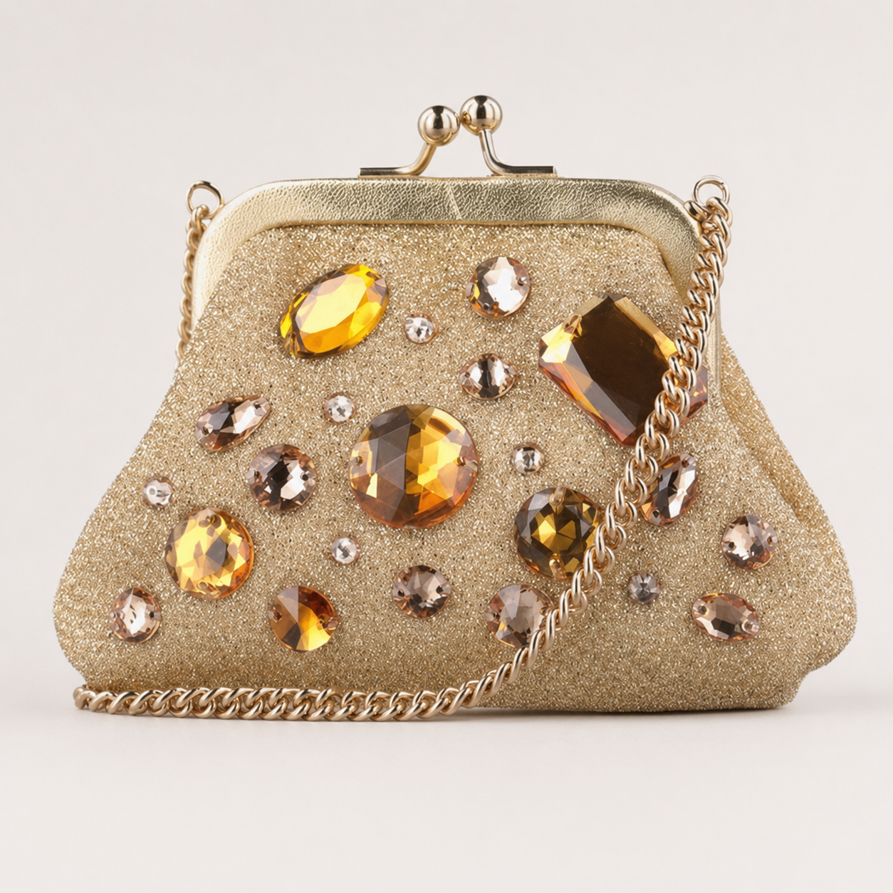 Dolce & Gabbana vintage gold glitter crystal mini shoulder bag front view