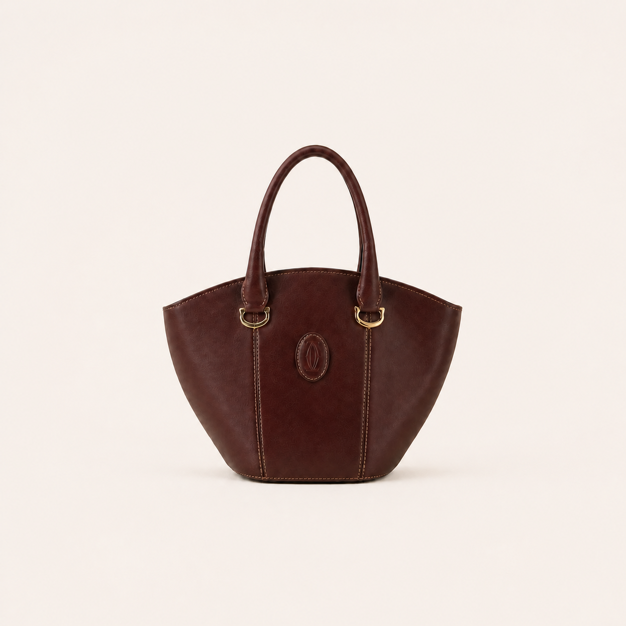 Cartier Must de Cartier vintage Bordeaux leather tote bag, front view