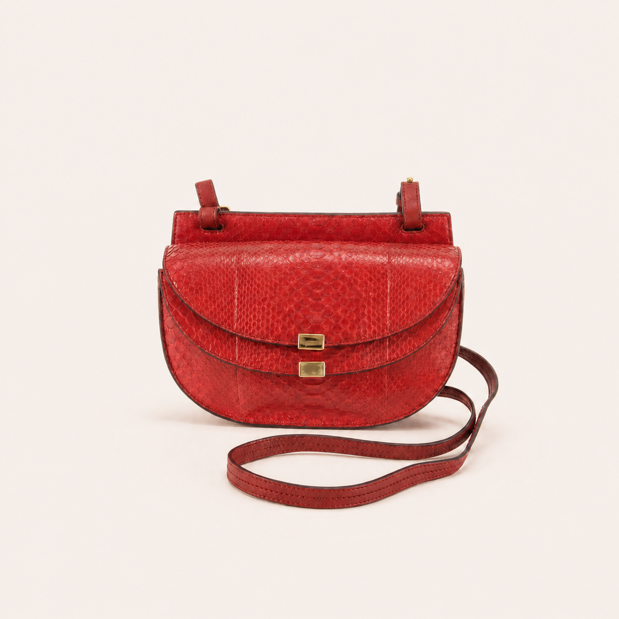 Chloé Georgia Mini vintage red python leather shoulder bag, front view