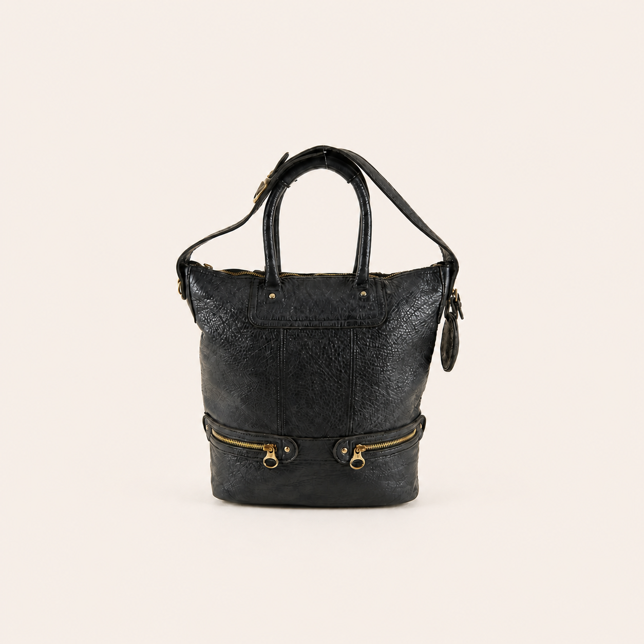Chloé vintage black pebbled leather 2-way shoulder bag, front view