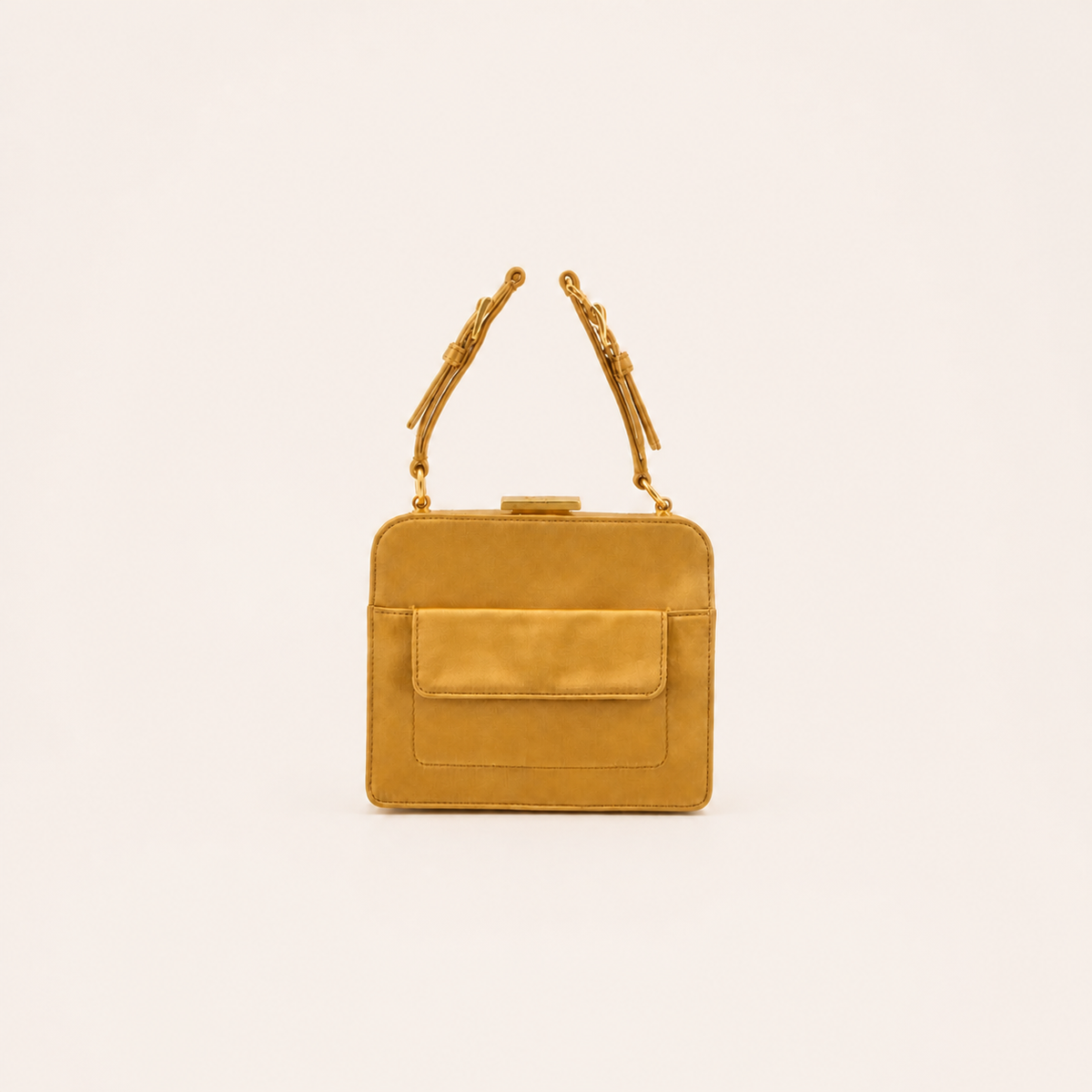 Vintage Prada gold square frame handbag with front slip pocket