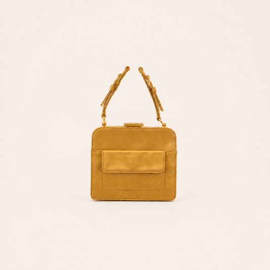 Vintage Prada gold square frame handbag with front slip pocket