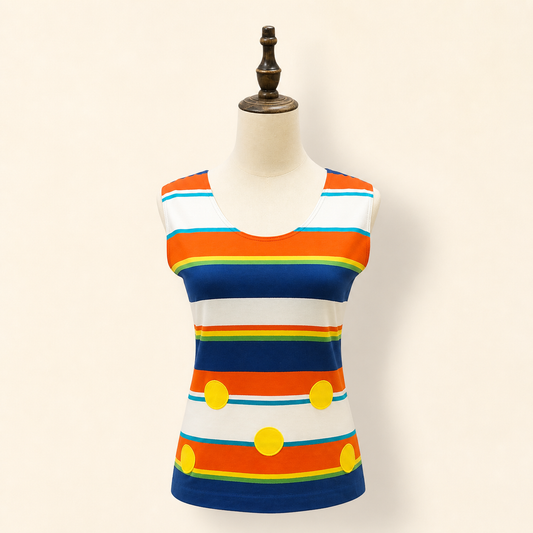 Christian Dior vintage multicolour striped sleeveless top – front view