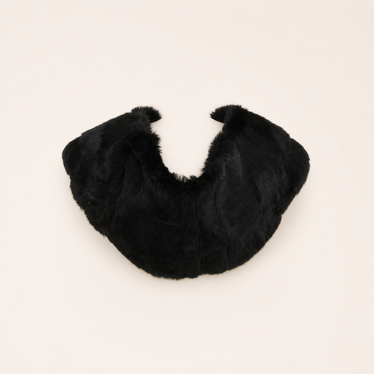 Chanel vintage black fur stole with sculptural curved shoulder silhouette