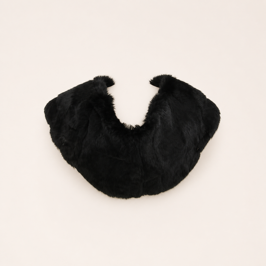 Chanel vintage black fur stole with sculptural curved shoulder silhouette