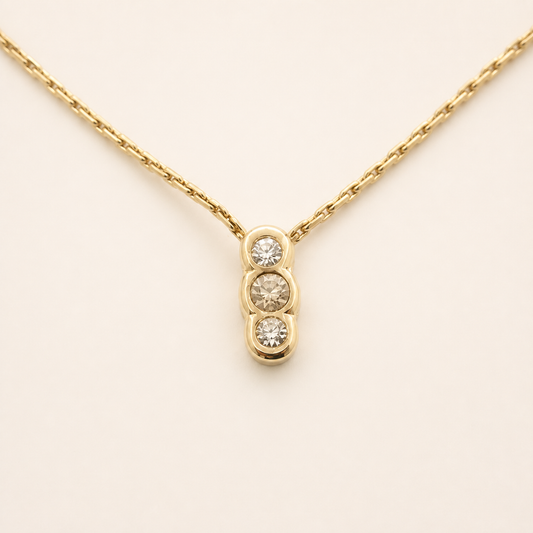 Christian Dior vintage gold-tone three-crystal bar pendant necklace, approximately 41 cm