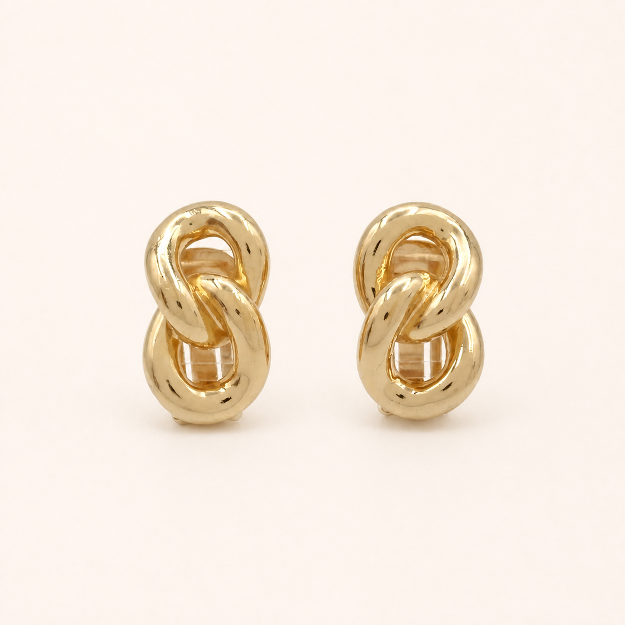 Christian Dior Vintage Interlocking Link Clip-On Earrings