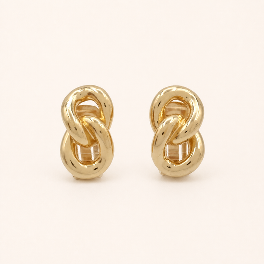 Christian Dior Vintage Interlocking Link Clip-On Earrings