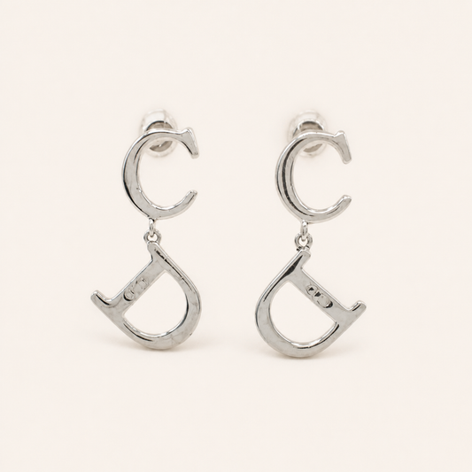 Christian Dior vintage silver-tone swing cd earrings