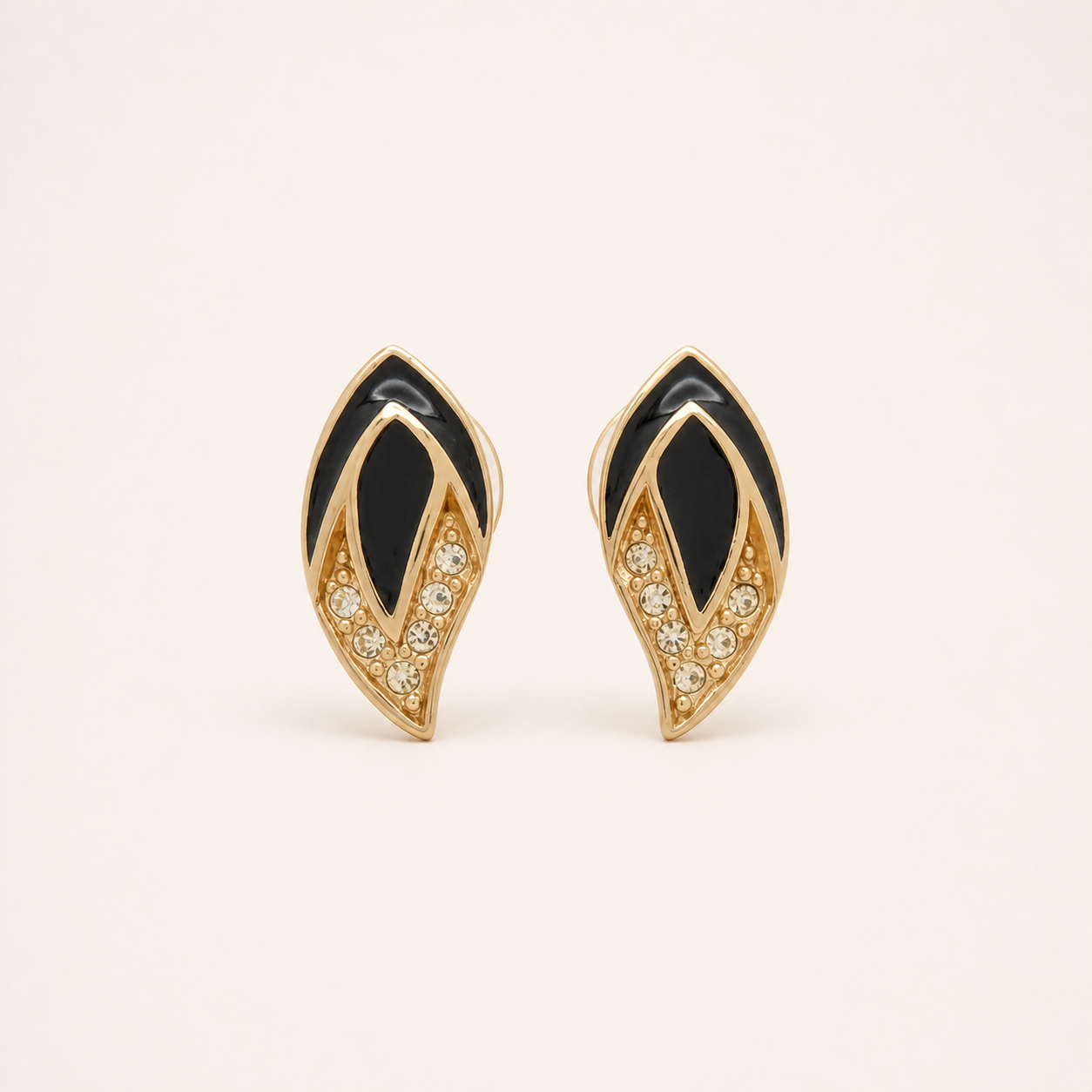 Christian Dior vintage black enamel leaf earrings