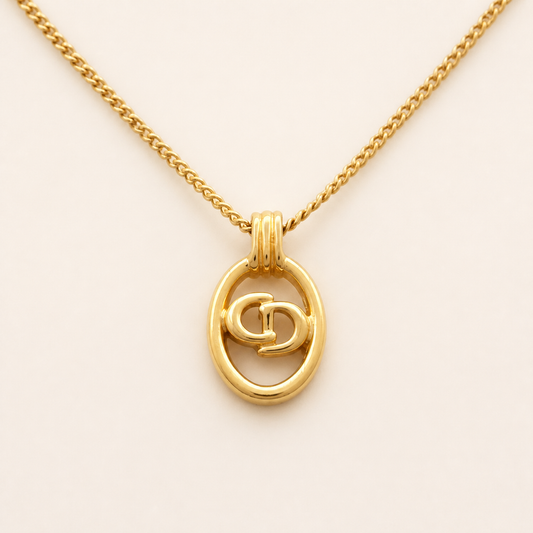 Christian Dior vintage oval cd pendant necklace