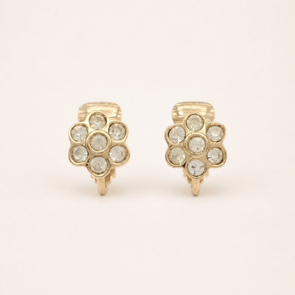 Christian Dior vintage crystal flower clip-on earrings