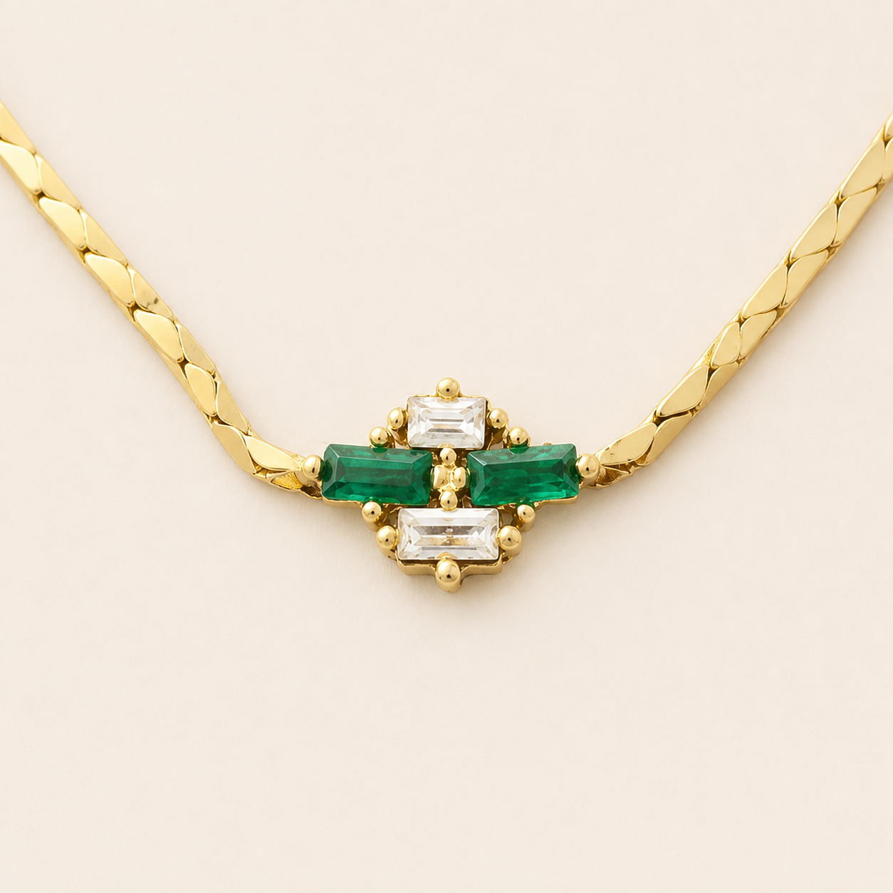 Christian Dior green and clear crystal necklace in gold-tone metal