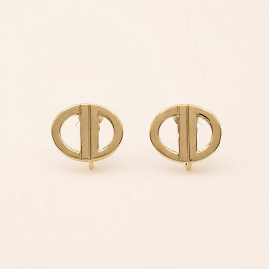 Christian Dior minimalist CD clip earrings in gold-tone metal