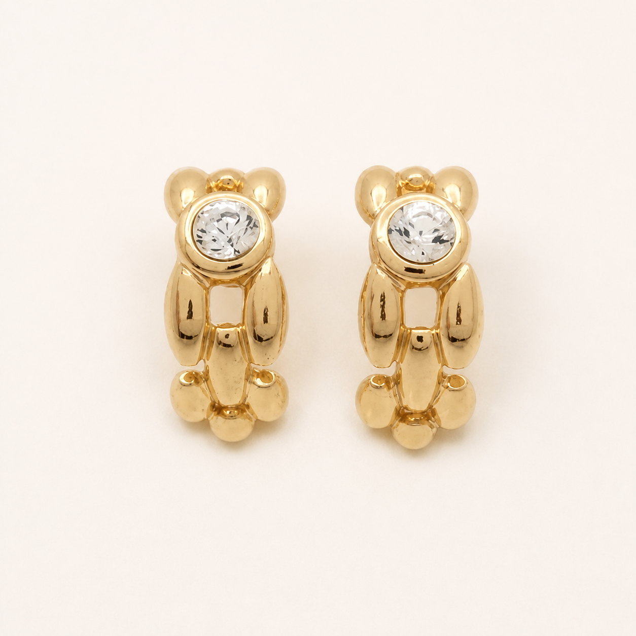 Christian Dior crystal link pierced earrings in gold-tone metal