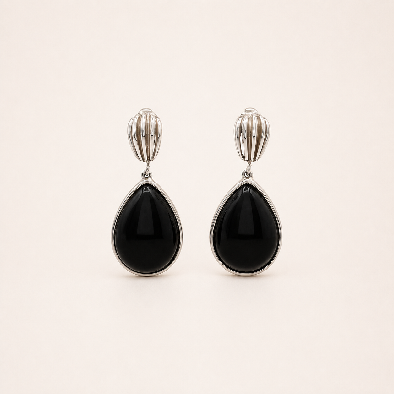 Givenchy black teardrop swing clip earrings in silver-tone metal