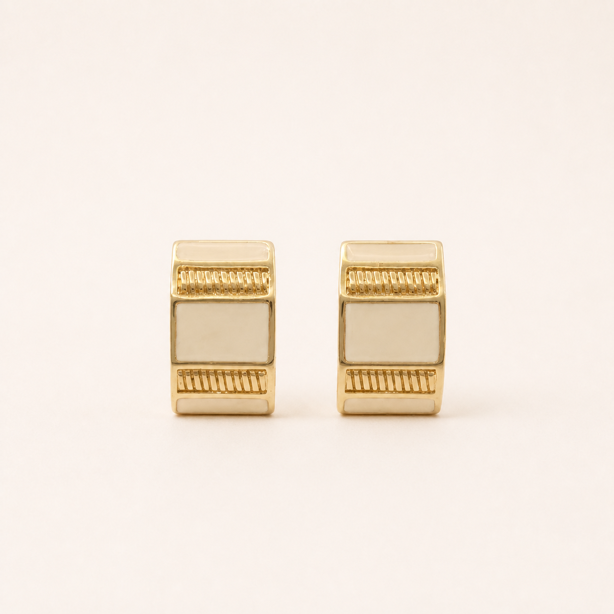 Givenchy ivory enamel geometric clip earrings in gold-tone metal