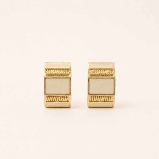 Givenchy ivory enamel geometric clip earrings in gold-tone metal