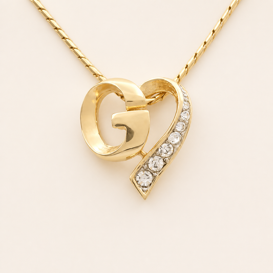 Givenchy crystal G heart necklace in gold-tone metal