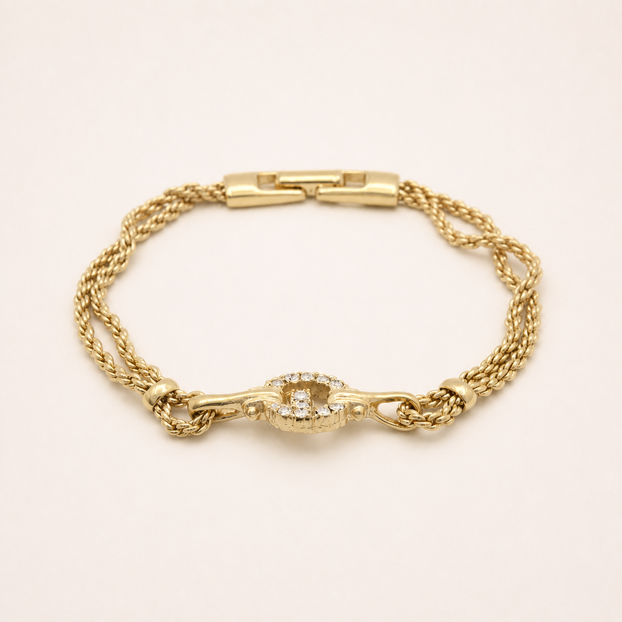 Givenchy crystal double-rope bracelet in gold-tone metal