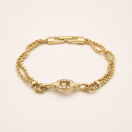 Givenchy crystal double-rope bracelet in gold-tone metal