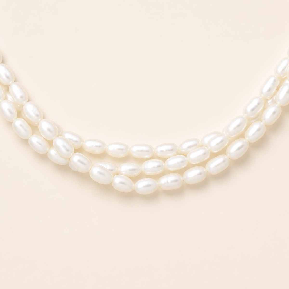Vintage freshwater pearl double-strand necklace with softly irregular white pearls