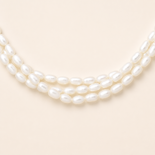 Vintage freshwater pearl double-strand necklace with softly irregular white pearls