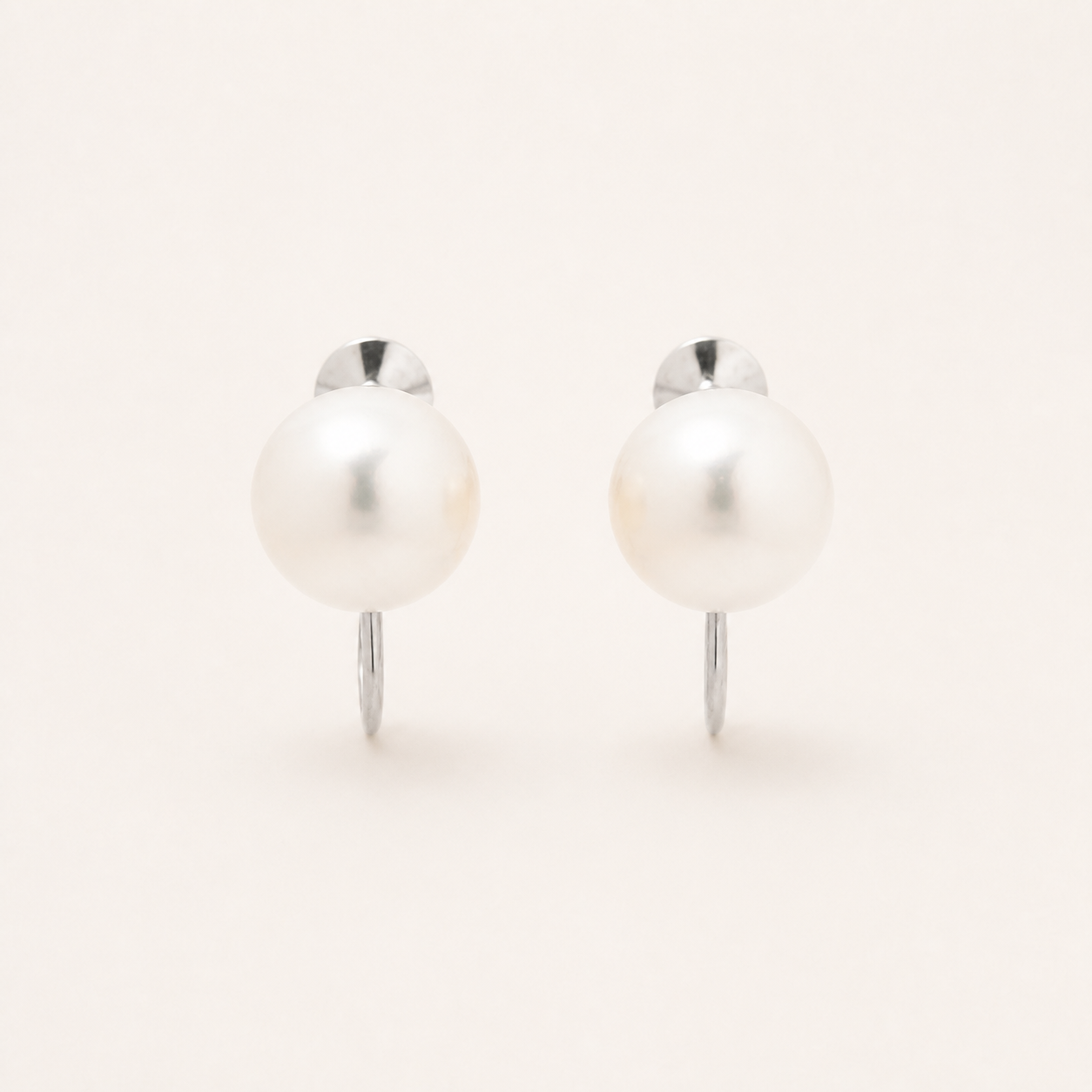 Vintage Mikimoto Akoya pearl clip-on earrings in 14K white gold