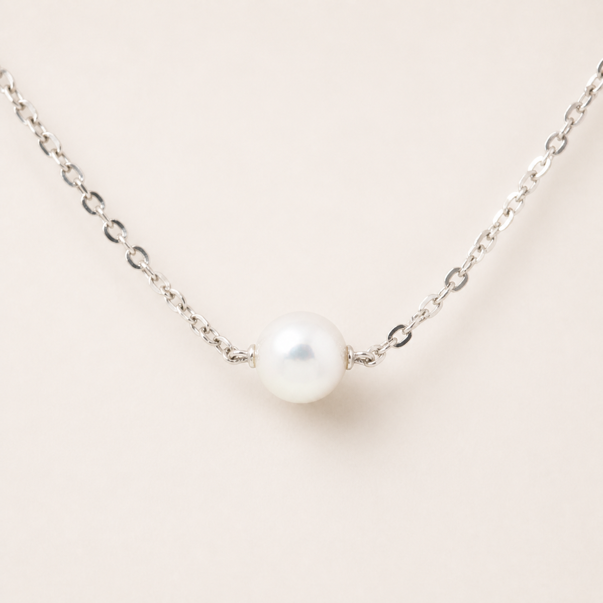 Vintage Mikimoto Akoya pearl solitaire necklace in silver