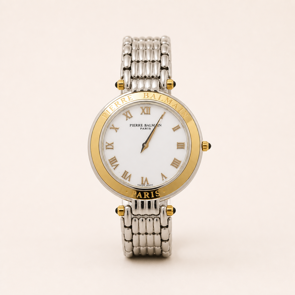 Vintage Pierre Balmain two-tone Roman numeral wristwatch