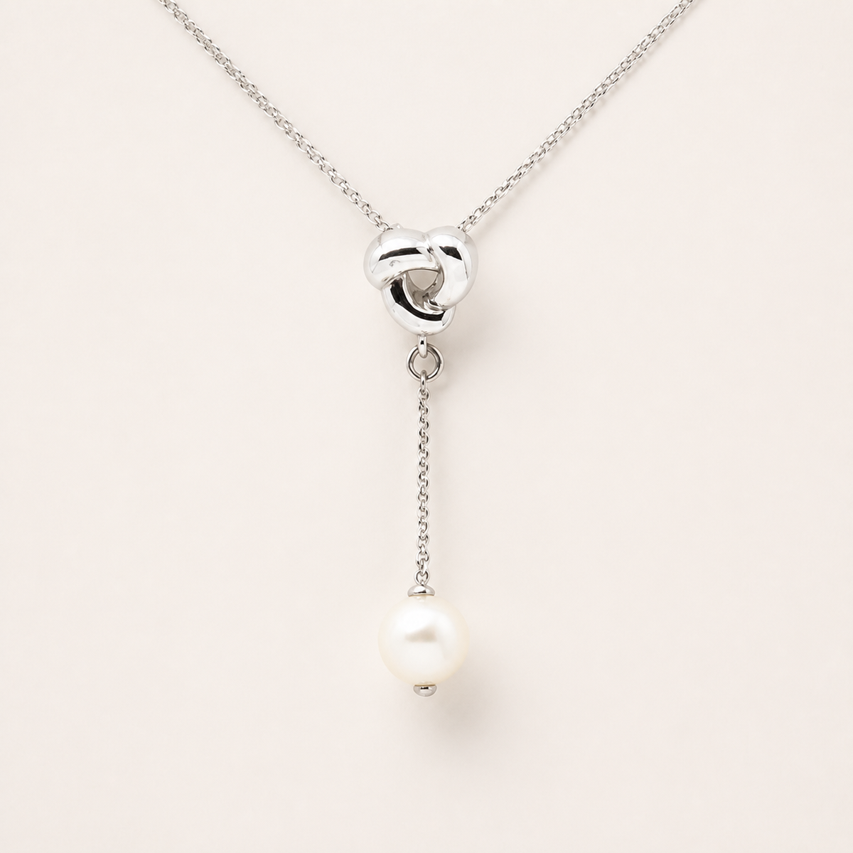 Vintage Tasaki silver drop necklace with single pearl