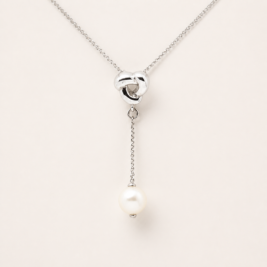 Vintage Tasaki silver drop necklace with single pearl