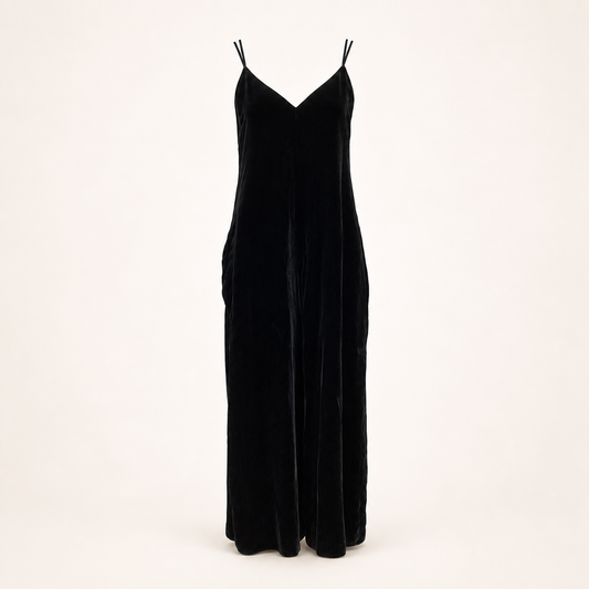 Armani Vintage Black Velour Wide-Leg Jumpsuit – Diorella vintage product cover
